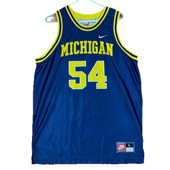Vintage Nike Team Michigan Wolverines Basketball Jersey #54 USA Made L - Picture 1 of 12